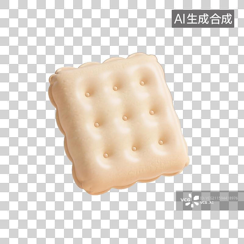 【AI数字艺术】3D渲染，充气膨胀风格，饼干，零食，苏打饼干，派对，下午茶美食，促销，免抠元素图片素材