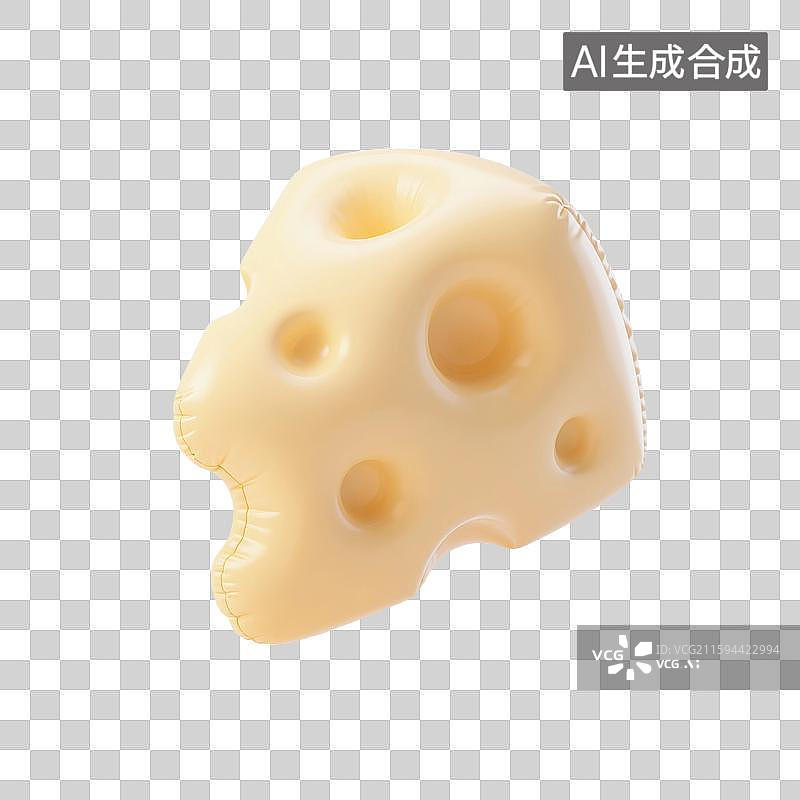 【AI数字艺术】3D渲染，充气膨胀风格，气球，奶酪，芝士，奶制品，烘焙原材料，促销，免抠元素图片素材