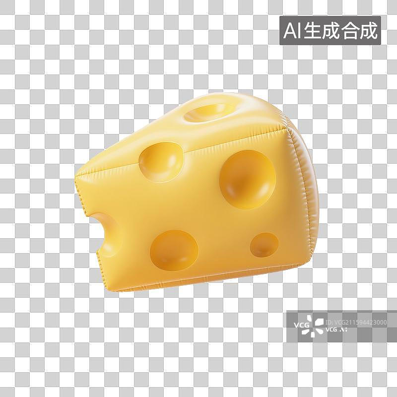 【AI数字艺术】3D渲染，充气膨胀风格，气球，奶酪，芝士，奶制品，烘焙原材料，促销，免抠元素图片素材