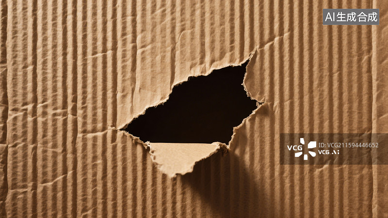 【AI数字艺术】破洞撕破纸瓦楞纸纸孔图片素材
