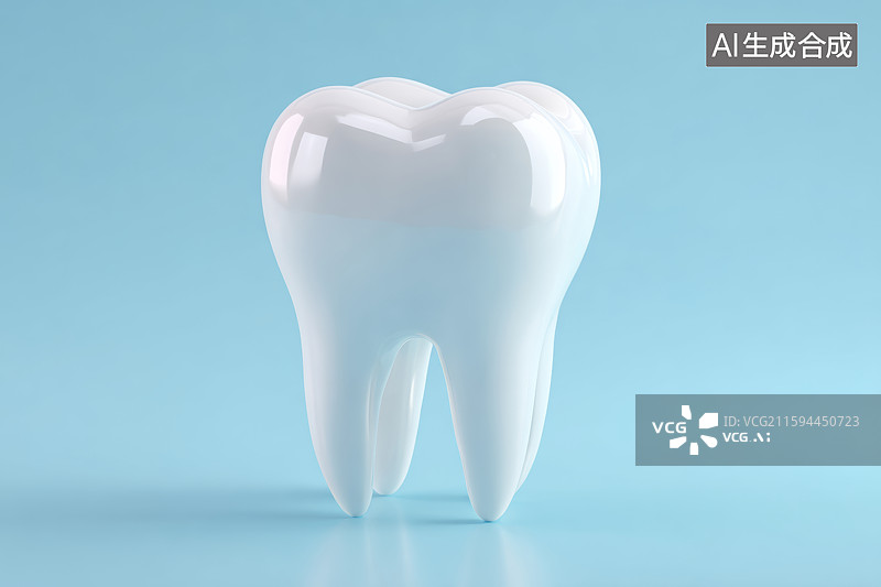 【AI数字艺术】一颗洁白牙齿的特写展示图片素材