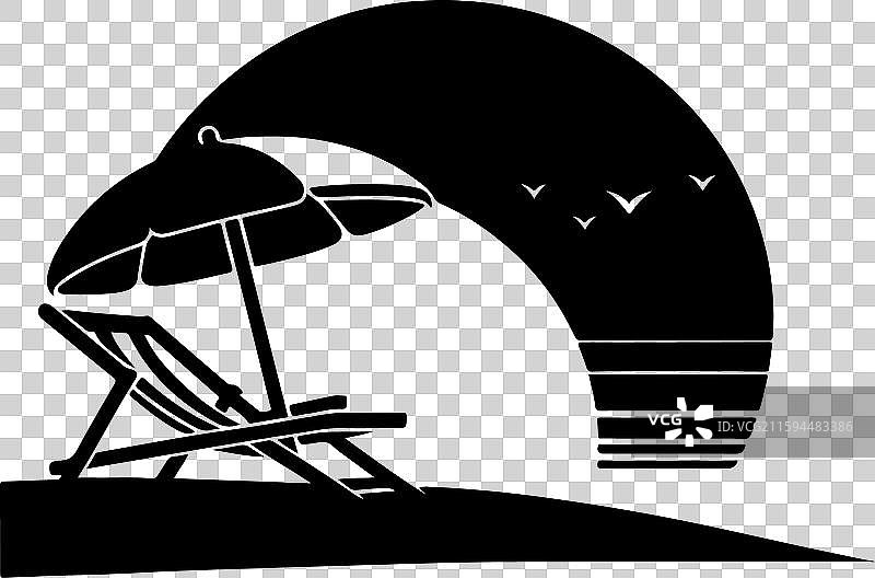 沙滩椅剪影极简主义剪贴画艺术图片素材