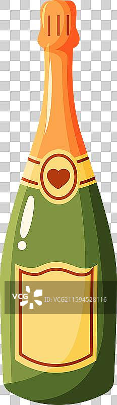 带有心形标签的绿色香槟酒瓶图片素材
