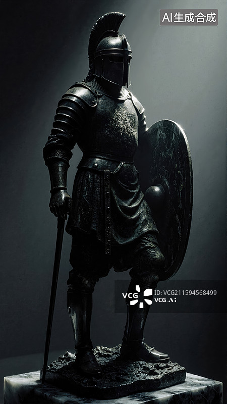 【AI数字艺术】古代战士雕像图片素材