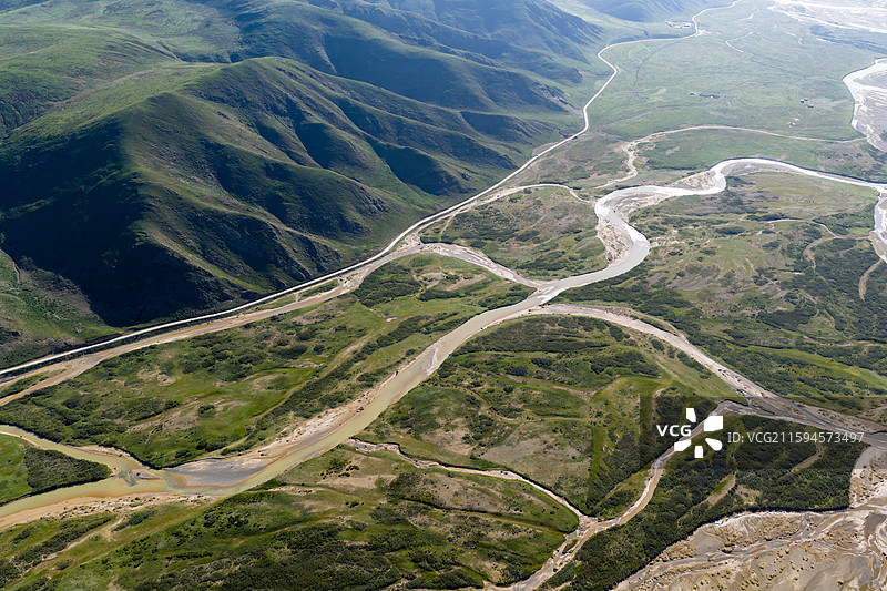 航拍227国道果洛段黄河（上游）风光图片素材