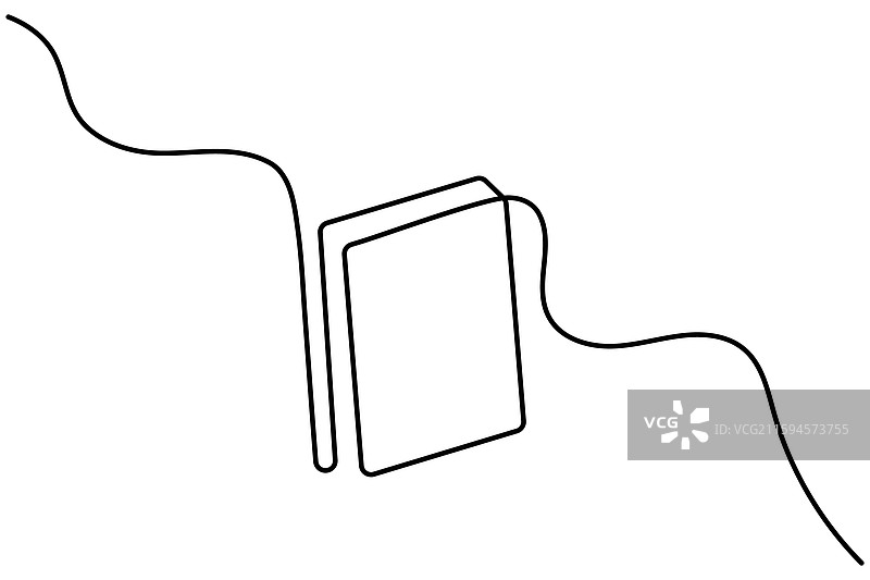 打开的书籍的连续单线画，孤立的图片素材