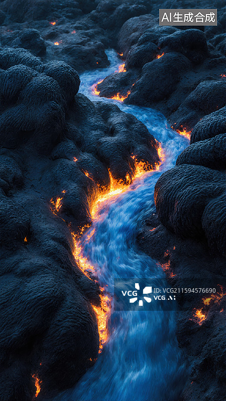 【AI数字艺术】熔岩流淌图片素材