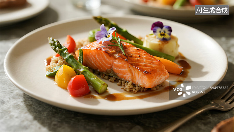 【AI数字艺术】味蕾盛宴：精致创意健康料理图片素材