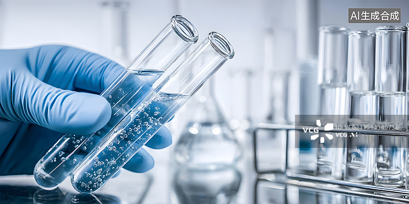 【AI数字艺术】实验室中手持试管进行化学实验图片素材