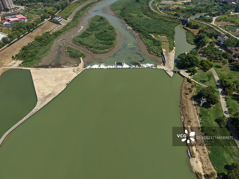 航拍中国福建莆田宋代水利工程木兰陂图片素材
