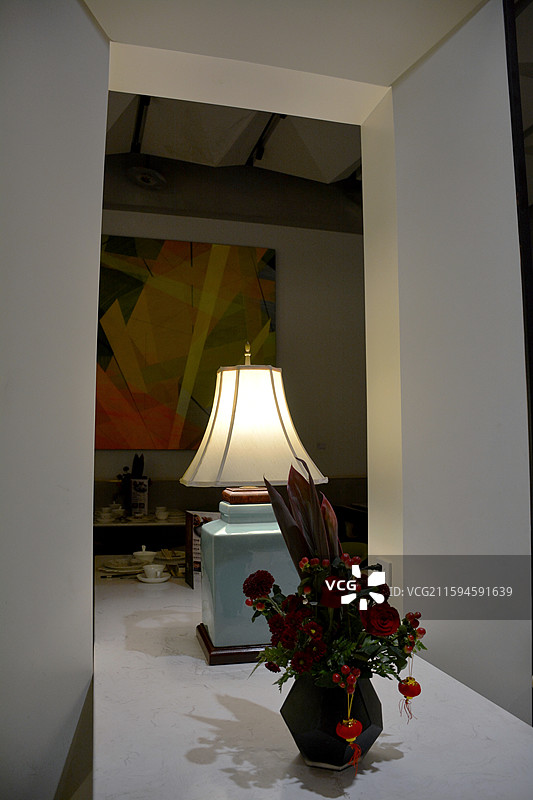 餐厅新中式灯饰台灯图片素材