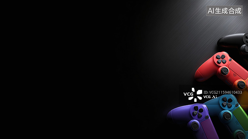【AI数字艺术】科技感的游戏手柄与黑色背景图图片素材