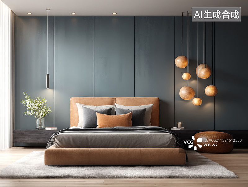 【AI数字艺术】现代简约卧室设计图片素材
