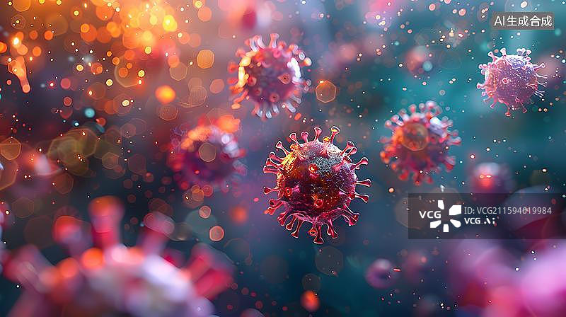 【AI数字艺术】病毒微观世界 病毒 细菌 生物医药科技背景图图片素材