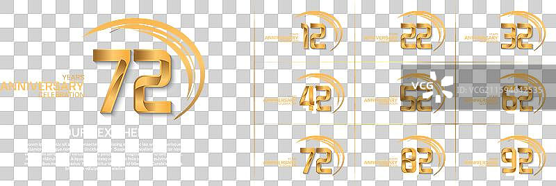 金色周年纪念套装和飘带图片素材