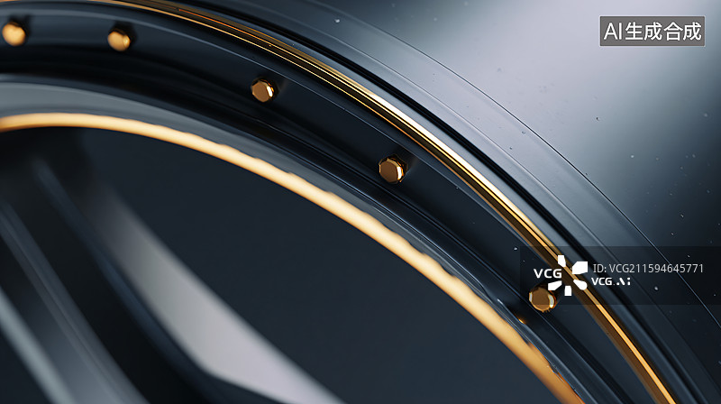 【AI数字艺术】黑金汽车轮毂特写图图片素材