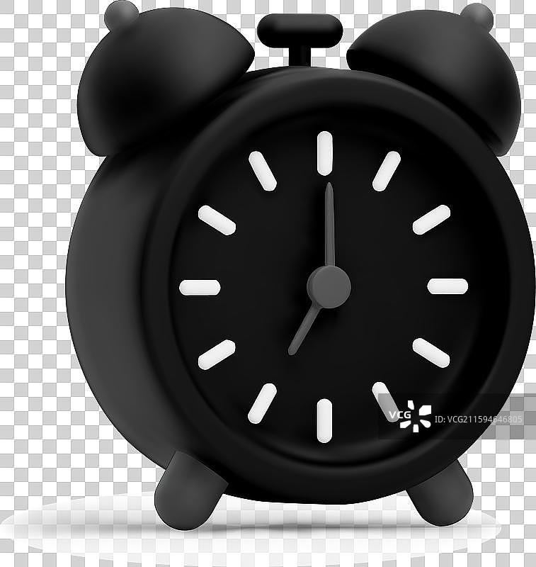 3D卡通黑白闹钟图片素材