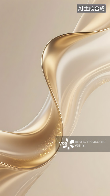 【AI数字艺术】金与香槟色渐变流体抽象金色线条背景图片素材