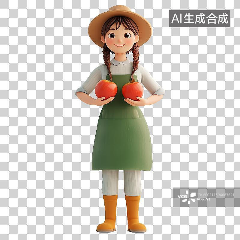 【AI数字艺术】3D三维卡通女性农户农民乡村振兴农耕元素图片素材