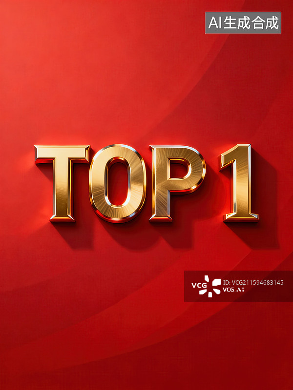 【AI数字艺术】金色TOP1字样红色背景图片素材