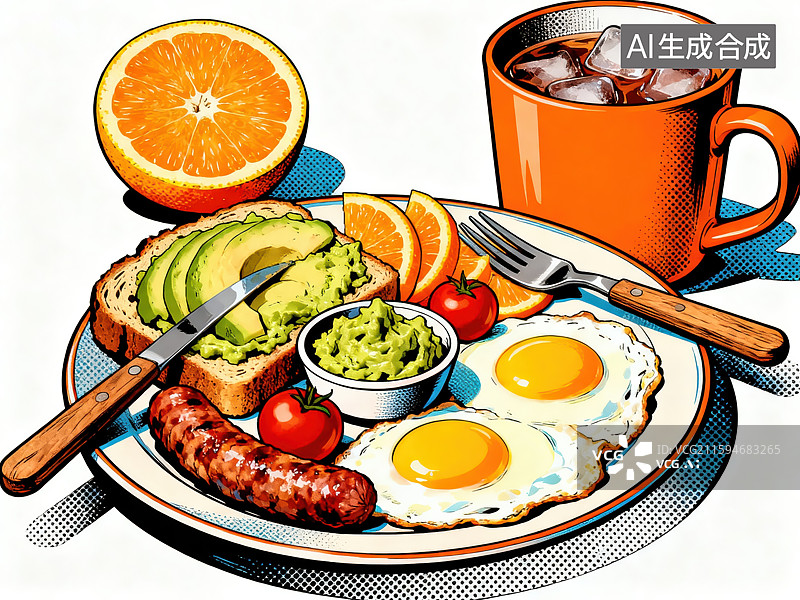 【AI数字艺术】丰盛早餐组合图片素材
