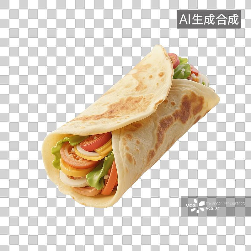 【AI数字艺术】3D渲染卡通中式传统美食，煎饼果子，卷饼，煎饼，中国传统美食，免抠元素图片素材