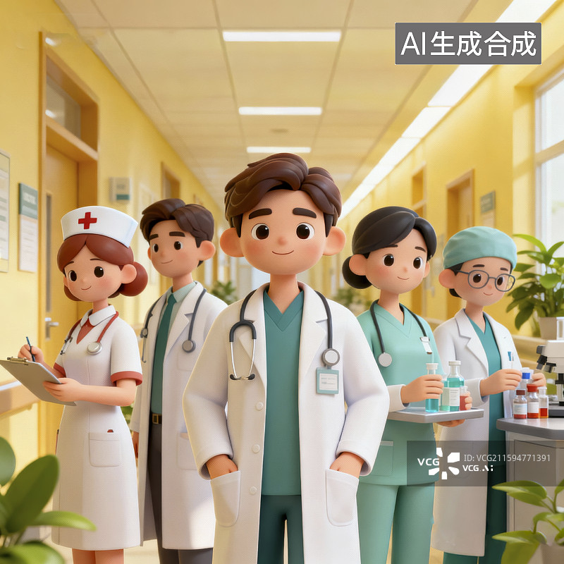 【AI数字艺术】卡通风格医务人员3d插画图片素材