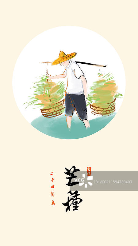 水墨植物 节气 插画 水稻 芒种 农业 粮食图片素材