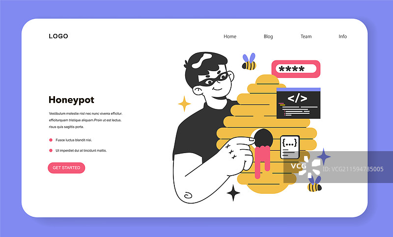 蜜罐网络横幅或登录页计算机图片素材