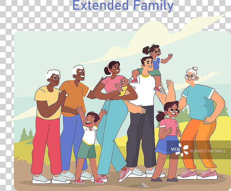 大家庭，包括祖父母和母亲图片素材