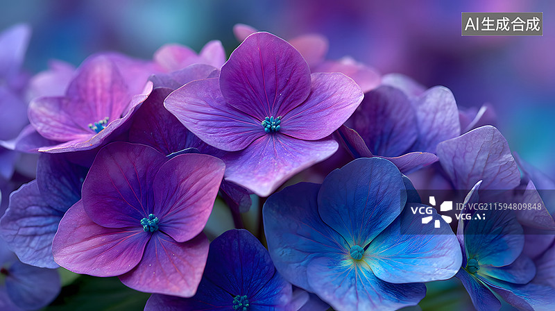 【AI数字艺术】绣球花特写图片素材