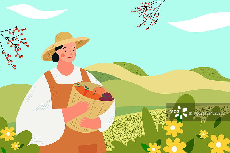 田野里的农民图片素材