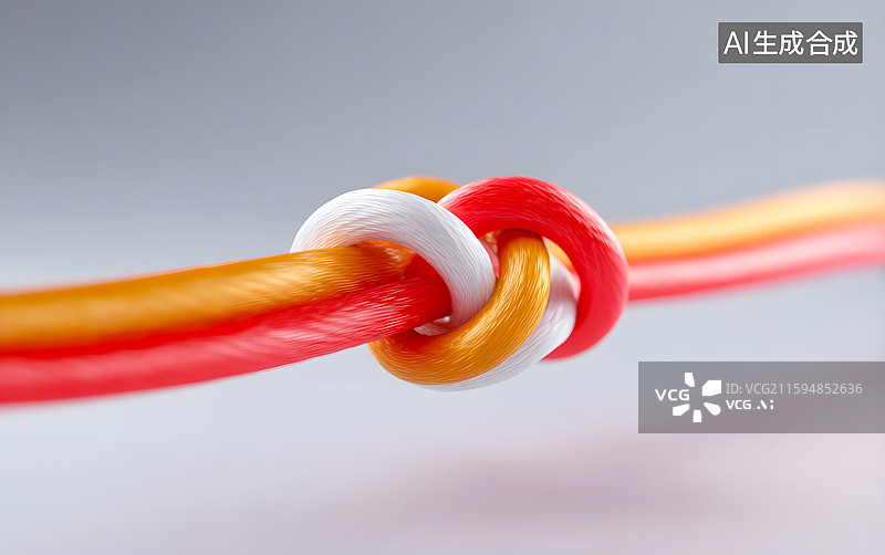 【AI数字艺术】一根打绳结的彩色绳子图片素材