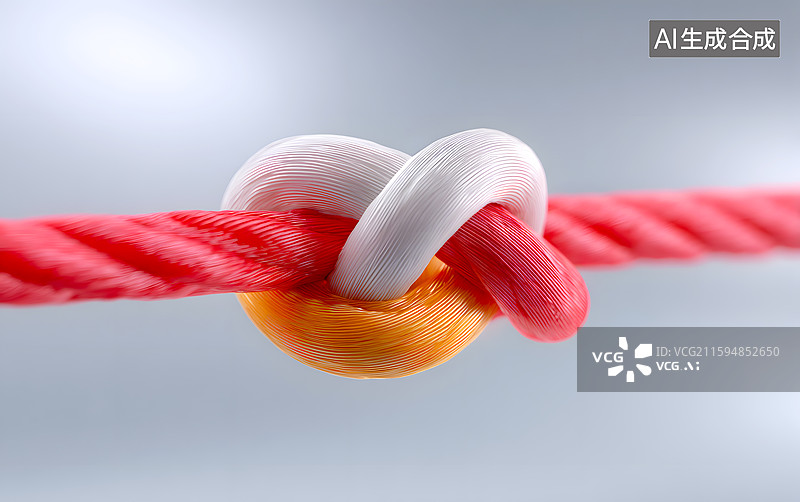 【AI数字艺术】一根打绳结的彩色绳子图片素材