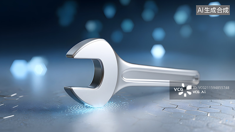 【AI数字艺术】一把银色的金属扳手图片素材