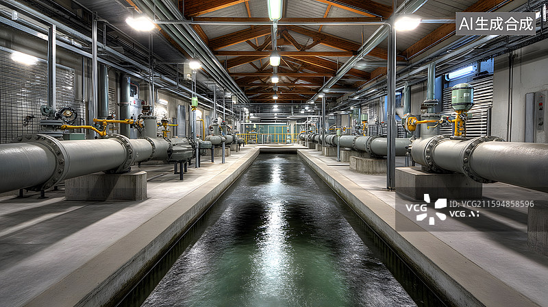 【AI数字艺术】自来水厂水处理设施图片素材