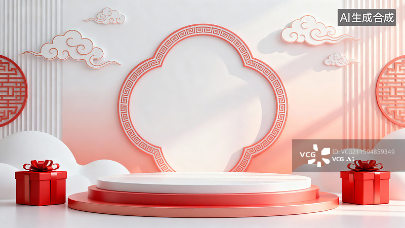 【AI数字艺术】柔和桃色展台，电商背景，产品展台图片素材