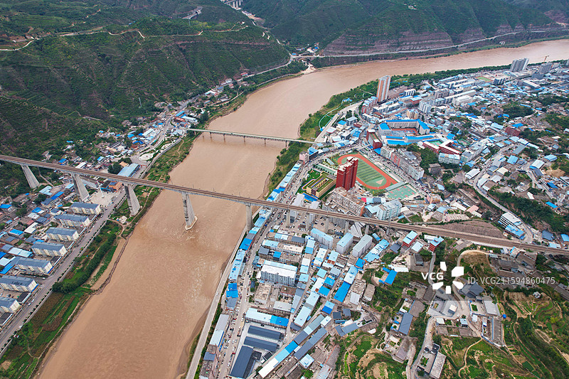 航拍陕西吴堡县城图片素材