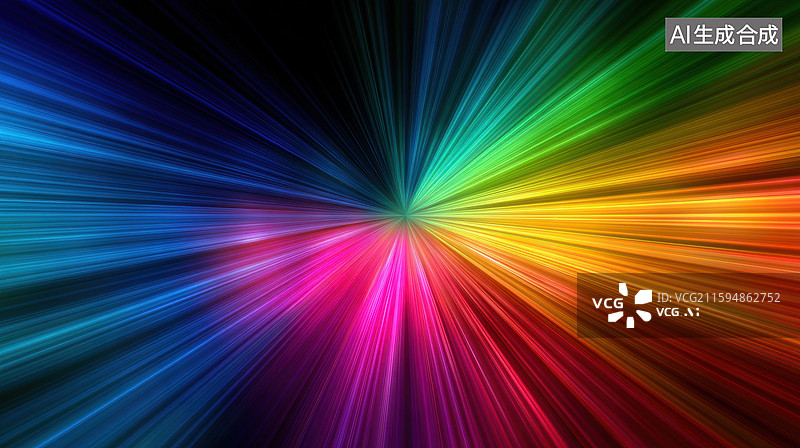 【AI数字艺术】彩色光芒放射图案图片素材