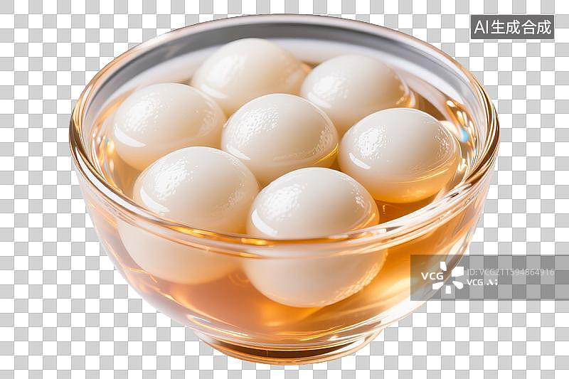【AI数字艺术】元宵节冬至立冬节气美食汤圆元宵酒酿小圆子中国传统节日习俗小吃甜品半透明玻璃碗橙黄色3D渲染弹窗元素图片素材