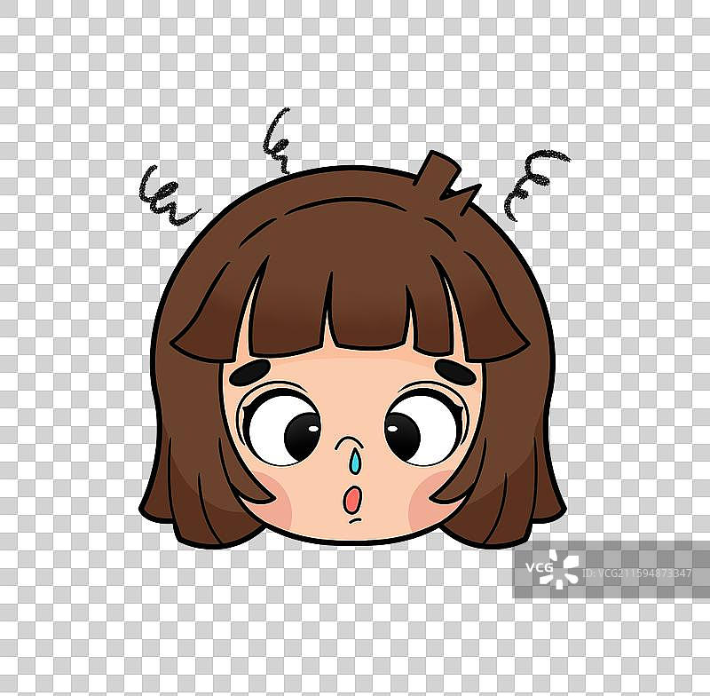 卡通可爱少女发呆表情包插画元素图片素材