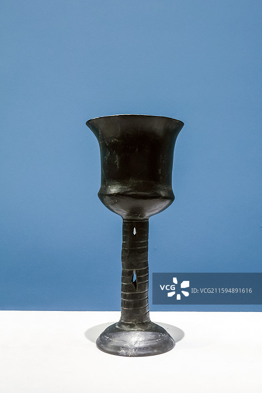 中国国家博物馆镂空高足黑陶杯新石器时代龙山文化公元前2500-前2000年1957年山东安丘景芝遗址图片素材