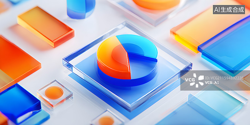 【AI数字艺术】彩色透明图表数据可视化设计图片素材