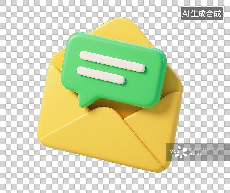 【AI数字艺术】3D三维立体聊天泡泡电子邮件文档社交媒体图标元素图片素材