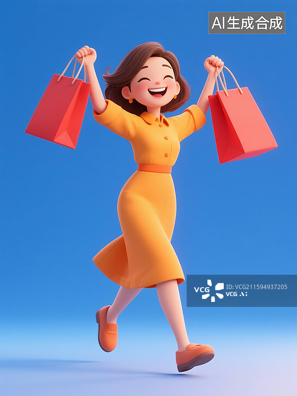 【AI数字艺术】3D三维立体C4D女性女人狂欢购物节图片素材