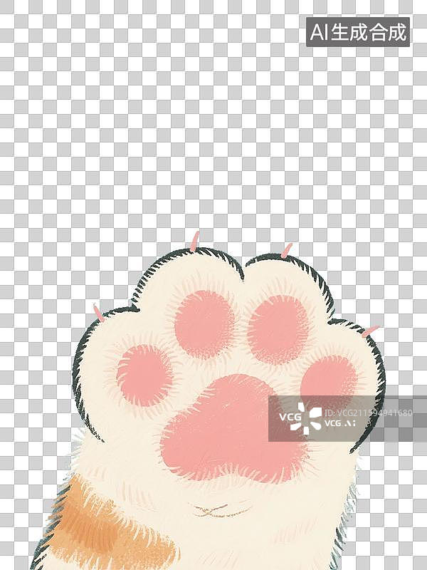 【AI数字艺术】治愈系手绘插画，猫爪，宠物，动物，兽医，免抠元素图片素材