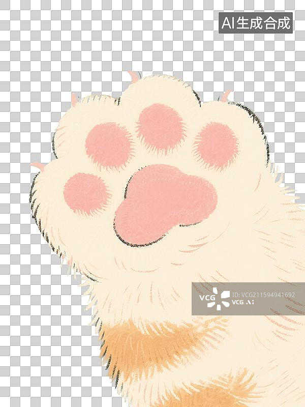 【AI数字艺术】治愈系手绘插画，猫爪，宠物，动物，兽医，免抠元素图片素材