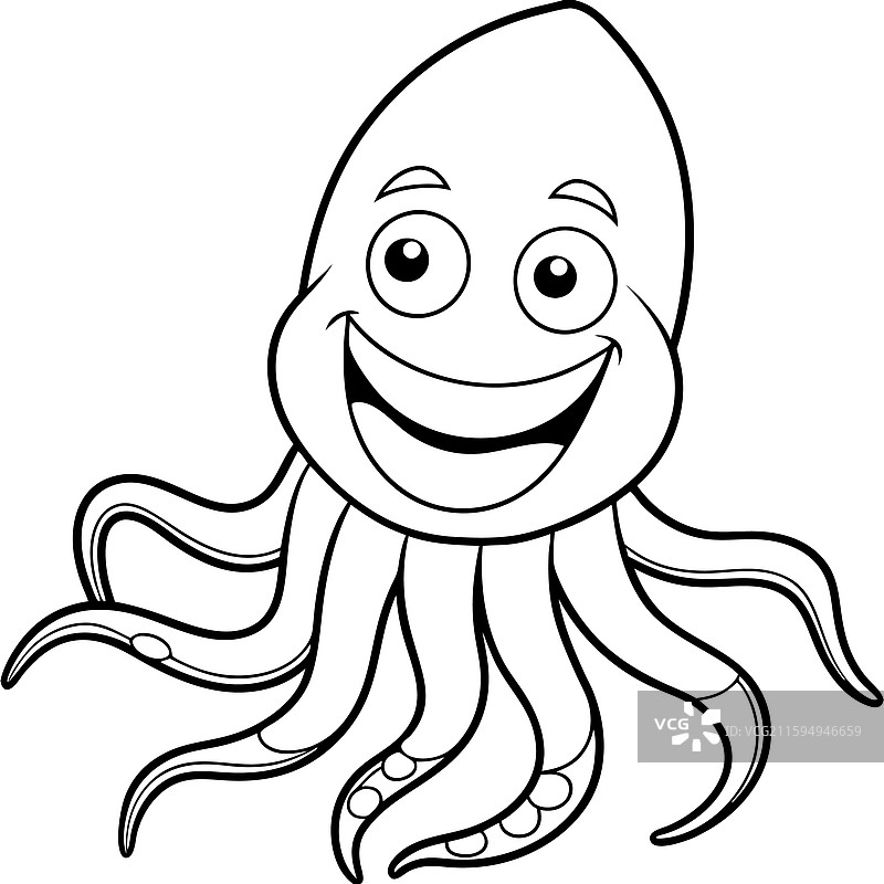 巨型鱿鱼微笑图标图片素材