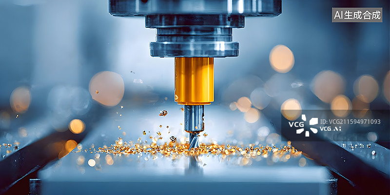 【AI数字艺术】精密机械加工金属切削瞬间图片素材