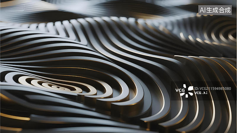 【AI数字艺术】黑色波浪形金属纹理图片素材